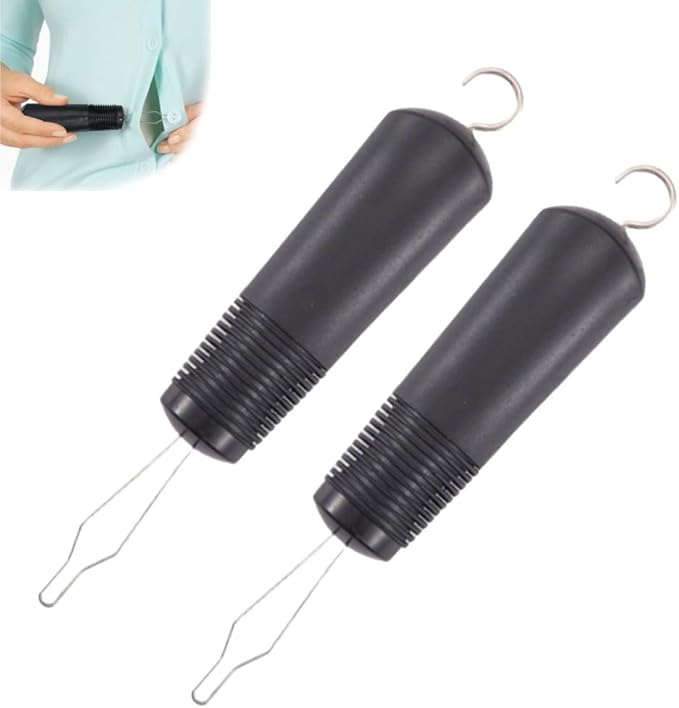 Button Hook for Seniors, Zipper Puller Helper Tool, One Handed Adaptive Equipment, Dressing Stick for Elderly, One Hand Buttons Aids Button Assist Device, with Comfort & Wide Grip(Black*2)