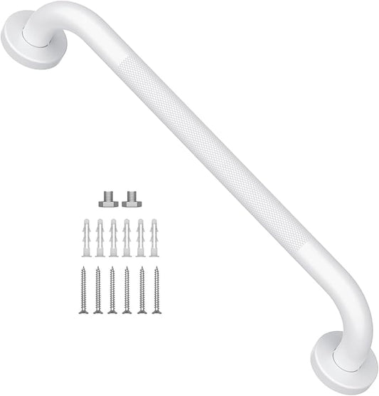 16 Inch Oil Rubbed White Grab Bar w/Anti-Slip knurled Grip, iMomwee Stainless Steel Wall Mount Bathroom Safety Handrail Support, Shower Balance Bar, Handicap Elderly Senior Assist Textured Bath Handle