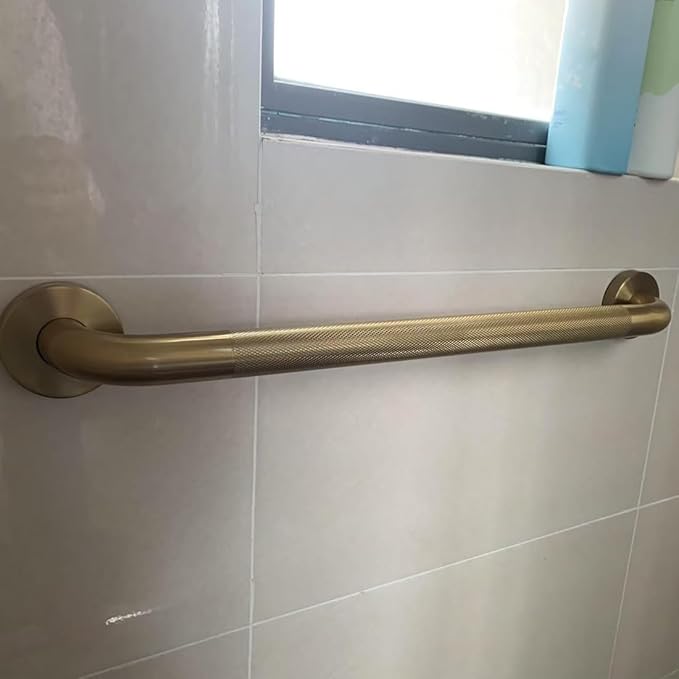 Shower Grab Bar for Bathroom, Anti-Slip Safety Grab Bar for Bathtub Toilet Staircase Stainless Steel Textured Grip Bath Handle Handrail for Elderly (Oil Bronze Gold, 40" L x 1 1/4" D)