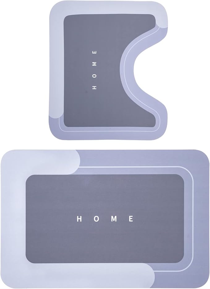 Housego 2PCS Absorbent Bath Mat Magic Rug Sets, Quick Drying Bath Mat Non-Slip Floor Rug Rubber Backed for Bathroom Kitchen Shower Sink, Water Absorbent (19.7''x23.6''+19.7''x31.9'', Blue)