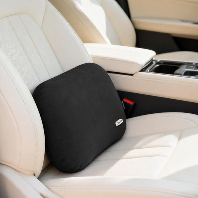 Carwales Emulsion Lumbar Support Pillow for Car Driving Seat Relax Soft Lower Back Support Home Office Chair Cushion Desk Accessories Waist Pain Relief Black