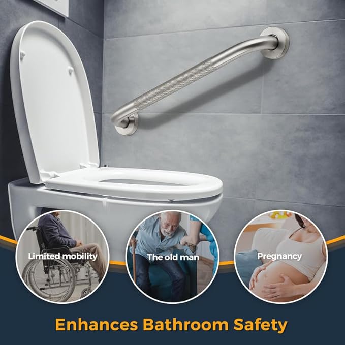 Grab Bars for Shower, 1 Pack 20-Inch Anti Slip Shower Handles for Elderly, Safety Shower Grab Bar, Stainless Steel Handicap Grab Bars for Bathroom,Toilet (Brushed Nickel, 1" Diameter)
