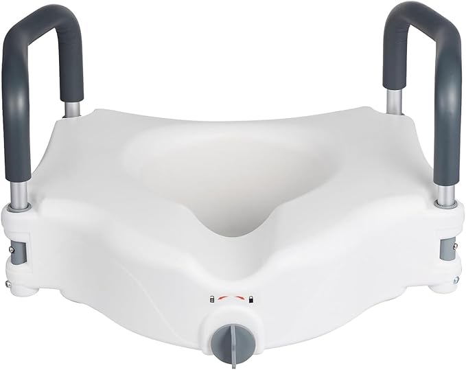 VEVOR Raised Toilet Seat with Arms, 300 lbs Load Capacity, 5-Inch Lift Height, Widened Commode Elevated Toilet Seat Riser with Padded Handles for Seniors, Elderly, Handicap, Disabled, and Adults Use