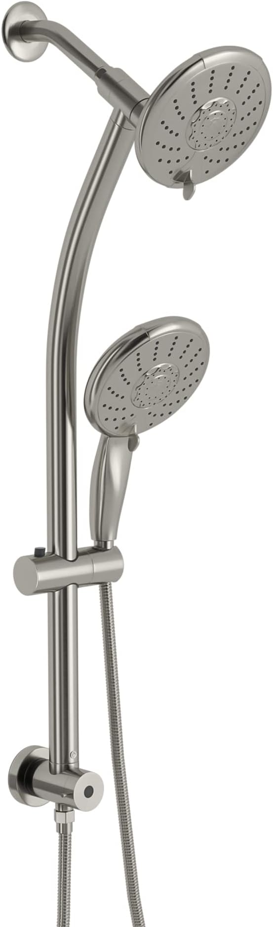 Lordear Rain Shower Head with Handheld Spray 5 Setting 3-Way Water Diverter Double Rain Hotel Spa Dual Bathroom Rain Shower Head Combo with Adjustable Sliding Bar,Brush Nickel