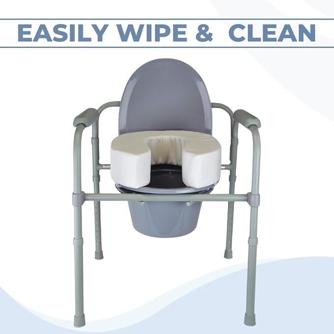 Blue Jay An Elite Healthcare Brand Elevate ME Softly Elevate Foam Toilet Seat Designed | 4 inch Seat Lifter Comfortable Sitting for Elderly Personal Care with Adjustable Hook and Look Closure