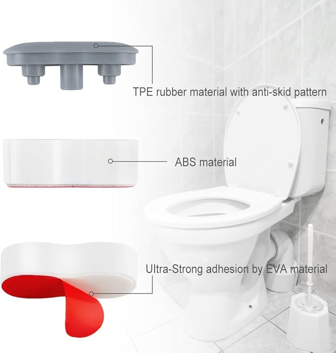Bidet Toilet Seat Bumpers - Universal Buffer With 2 Heights Adjustment and Strong Self Adhesive (Grey & Clear, 10 for Lid, 4 for Tank)