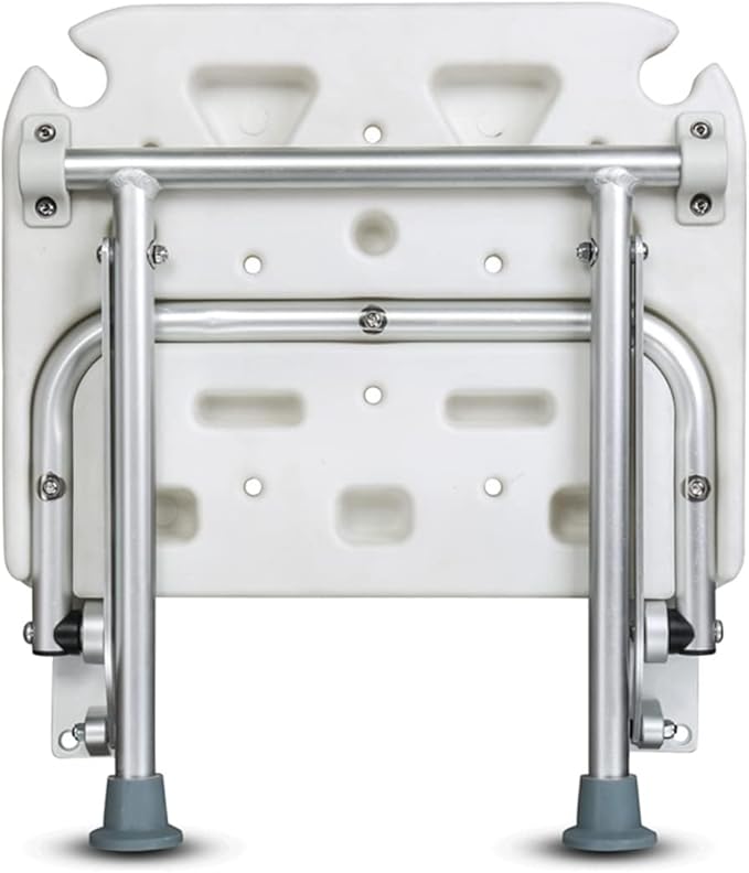 Folding Shower Seat,Wall Mounted Shower Seat for Kids,Seniors, Disabled - Foldable,White Composite, 15.7X 12.6,for Bathroom,Shoe Area,Hallway.Supports 400 lbs - Tub's Can Folding C (Grey)