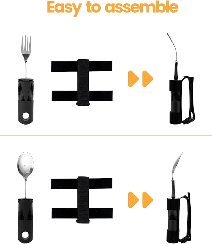 Bendable Adaptive Utensils for Elderly, Disabled People, Parkinson’s, Arthritis, Hand Tremors, Weak Hand Grip & Handicapped, Arthritic Hands-Non Slip Handles