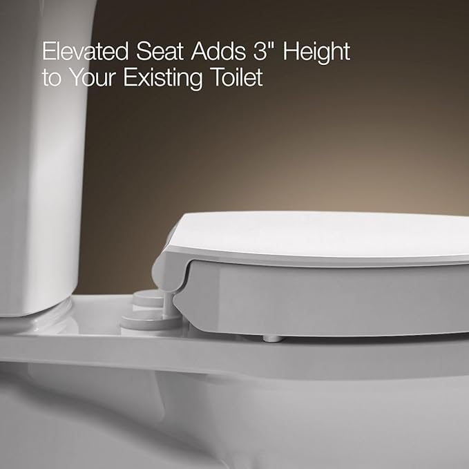 KOHLER 25875-96 Hyten 3" Height, Elevated Soft Close Elongated Toilet Seat, Contoured Seat with Grip-Tight Bumpers, Quick-Attach Hardware, No Slam Toilet Seat, Biscuit (Pack of 2)