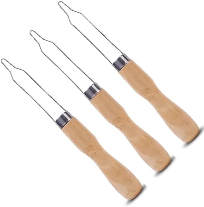 Button Hook and Zipper Pull Assist Tool with Wooden Handle Grip and Helper Assist Device for Seniors and Elderly - Pack of 3