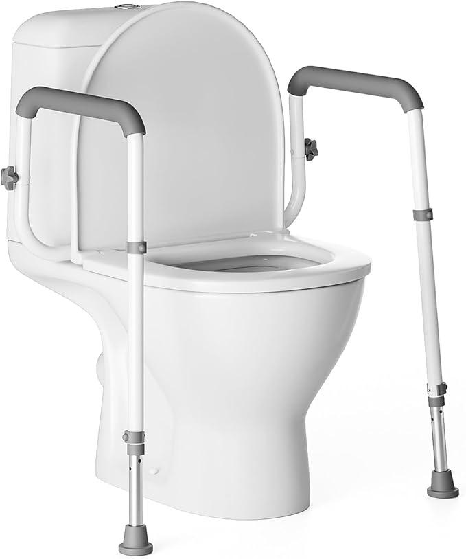 Loyoda Toilet Safety Rails Medical Steel Sturdy Toilet Handle Height-Adjustable Leg Provides Support for Seniors, Disabled and Pregnant Women