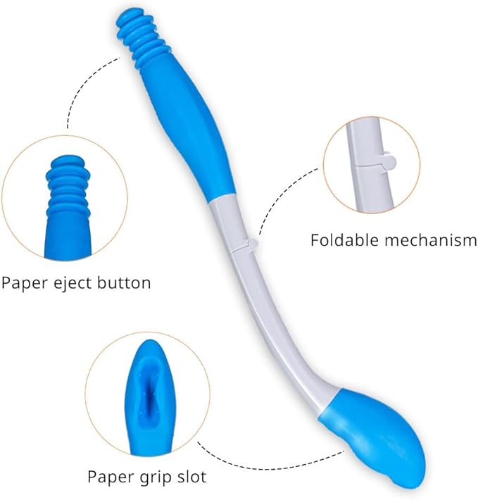 Foldable Long Reach Comfort Wiper - Bottom Wiping Aid - Butt Wiper Self Wipe Assist Toilet Aids Wand - Daily Living Bathroom Aid for Limited Mobility