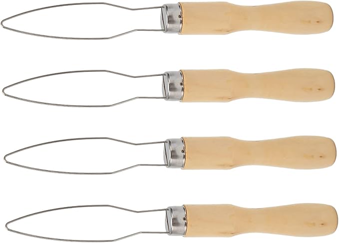 Generic Button Hook for Seniors, 4Pcs Button Hook Wooden Handle Stainless Steel Wire Semi Flexible Assist Tool with Comfort Grip Handle Assist Tool for The