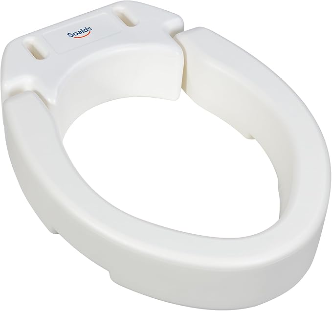 3.5 Inch Raised Toilet Seat Risers for Seniors and Adults, Hinged Elevated Toilet Seat for Elongated Toilets, Support to 300 Lbs, White (Elongated)