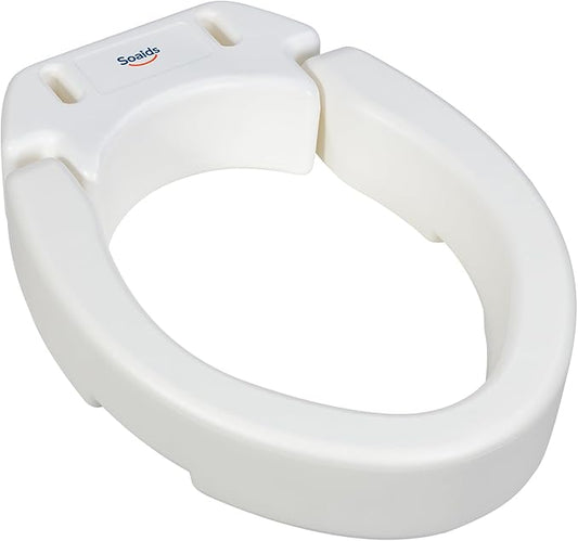 3.5 Inch Raised Toilet Seat Risers for Seniors and Adults, Hinged Elevated Toilet Seat for Elongated Toilets, Support to 300 Lbs, White (Elongated)