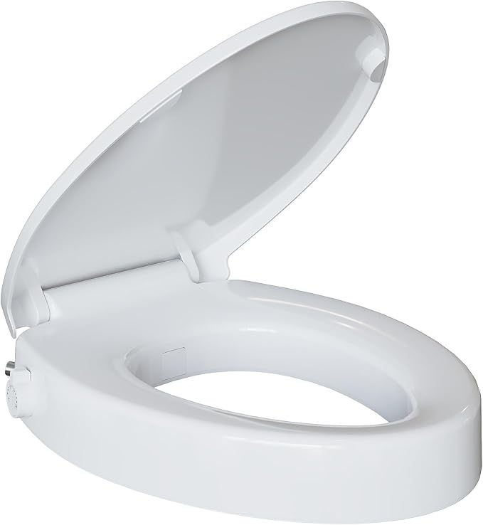 Bidet Toilet Seat Non Electric, Elongated Raised Toilet Bidet Seat with Dual Nozzles, Self Cleaning, Soft Close Lid, Rear and Feminine Washing for Seniors Adults