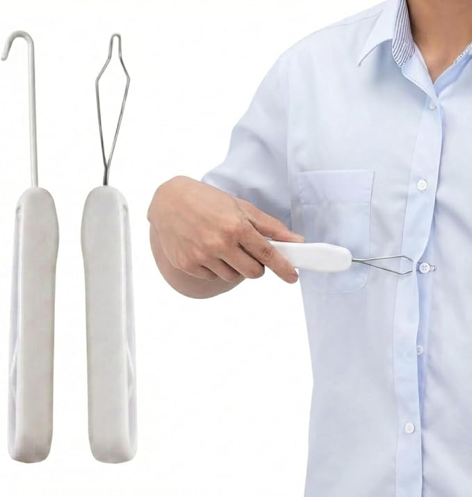 Button Hook and Zipper Pull Helper, Compact One-Hand Dressing Aid for Seniors & Limited Mobility, Ergonomic Buttoner Assist Tool for Daily Independent Living, Travel-Sized Assistive Device