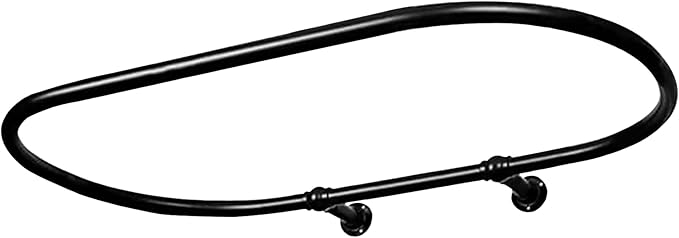 Oval Shower Curtain Rail Rod For Bathroom, Ceiling Mounted for Clawfoot Tub, Large and Heavy Duty Wall Mounted with Adjustable Support - 45 x 25 Inch (Free Curtain Rings) (Black)