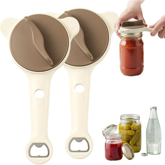 2026 New 4-in-1 Jar Opener - Adjustable Stainless Steel Lid Remover for Seniors & Arthritis Sufferers, Fits Kitchen Jars, Bottles & Cans (2PCS)