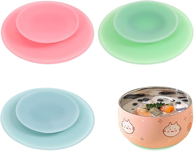 DOITOOL 3pcs Silicone Suction Plate Double Sided Suction Cups Silicone Utensil Rest Sucker Pads for Plate Silicone Grip Dish Suction Cup Plates Plate Bowl Fixing Pad Suction Pads