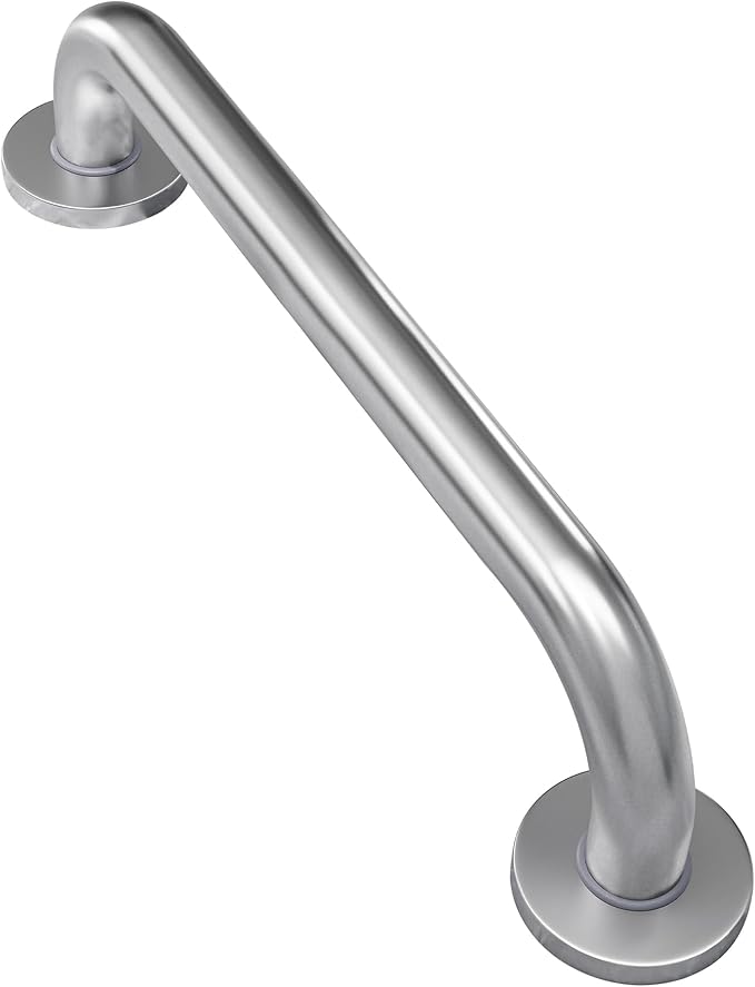 AmazerBath Shower Grab Bars for Seniors Anti Slip, Bath Safety Grab Bar for Needy, Stainless Steel Bathroom Safety Grab Bars, Thickened Bar Bigger Base Holds 500LBS, 16" L x 1.25" D, Brushed Nickel