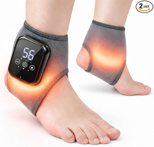 2 Pack Cordless Ankle Massager for Pain Relief, Ankle Heating Pad with Massage, HSA Eligible FSA, Foot Massager for Neuropathy, Heated Foot Massager, Foot Ankle Massager, Gray