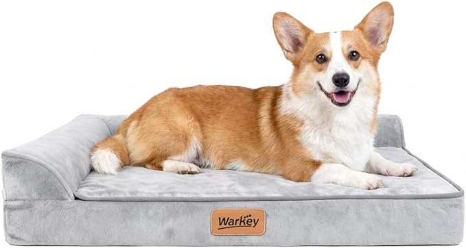 Dog Bed Medium Size Dog, Orthopedic Dog Bed for Medium Dogs, Waterproof Memory Foam Pet Bed, Dog Couch Sofa with Washable Removable Cover, Grey - 27.95x23.2x6.3in