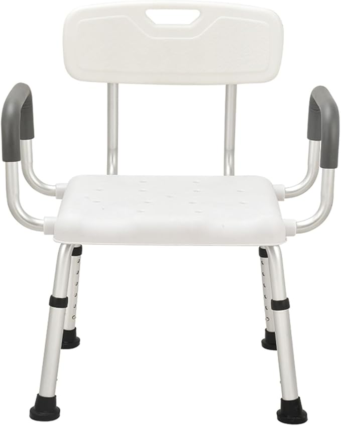 Urby Plus Size 24in Extra Wide Shower Seats for Adults with Arms & Back, Semi Pre-Assembled Bath Chairs for Seniors, or Big & Tall Person. 150kg Weight Capacity. Square