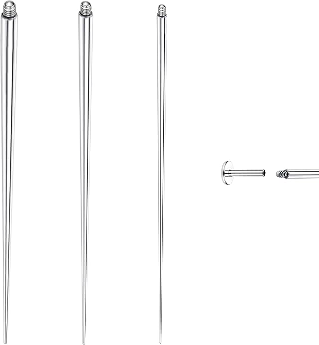 GEMQUEEN Piercing Taper Ball Grabber Tool for Changing Jewelry - 14G 16G 18G 20G Stainless Steel Flat Back Earrings Applicator Tool Threadless Insertion Pin Thread Body Piercing Kit for Ear Nose Lip