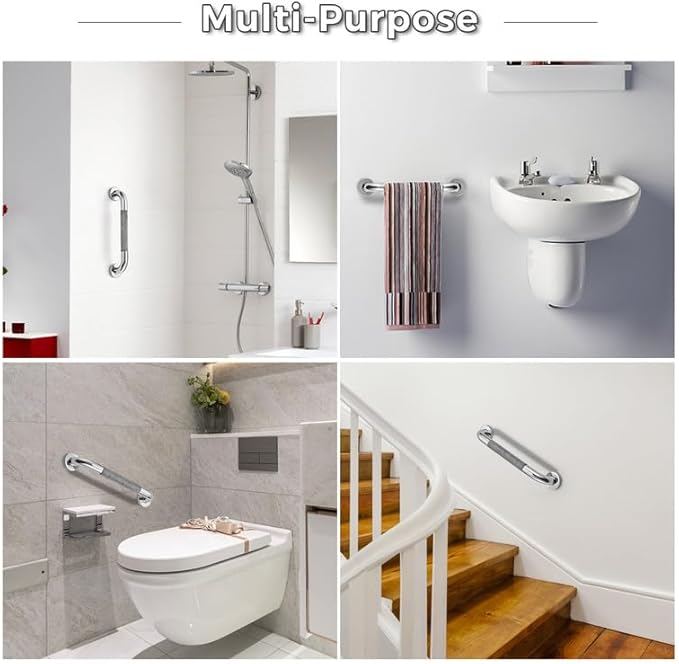 Grab Bars for Shower, 1 Pack 20-Inch Anti Slip Shower Handles for Elderly, Safety Shower Grab Bar, Stainless Steel Handicap Grab Bars for Bathroom (Polished Nickel 1" Diameter)