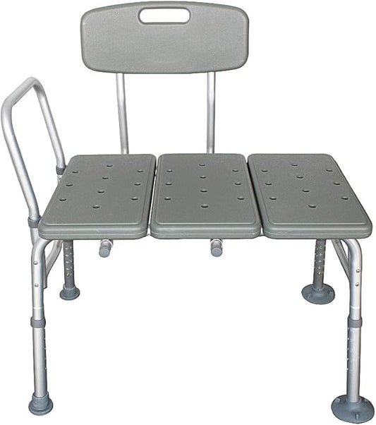 Winado Tub Transfer Bench for Bathtub with Backrest & Armrest, Supports up to 330 lbs Aluminium Alloy Bath Chair, Gray
