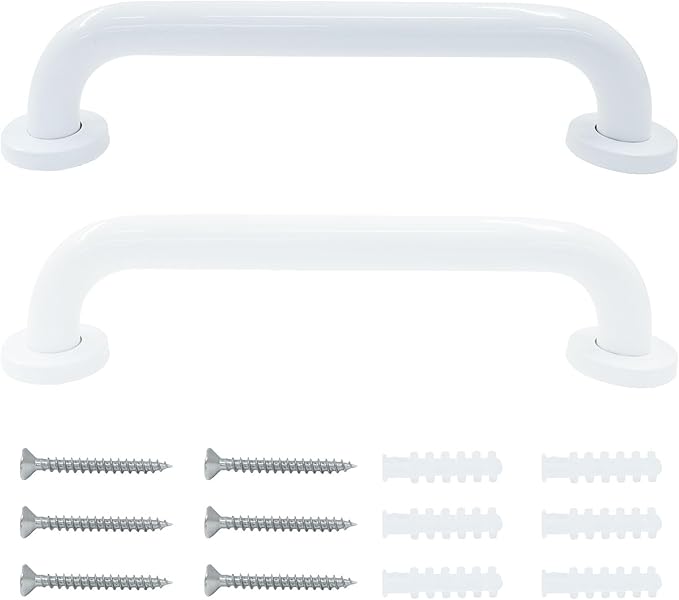 2 Pack White Safety Grab Bar, Stainless Steel Bathroom Grab Bar Shower Bath Handle, Handicap Hand-Rail Support for Bathroom Bathtub Toilet/Elderly Seniors Pregnant Children