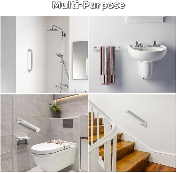 Grab Bars for Shower, 1 Pack 18-Inch Anti Slip Shower Handles for Elderly, Safety Shower Grab Bar, Stainless Steel Handicap Grab Bars for Bathroom (White 1" Diameter)