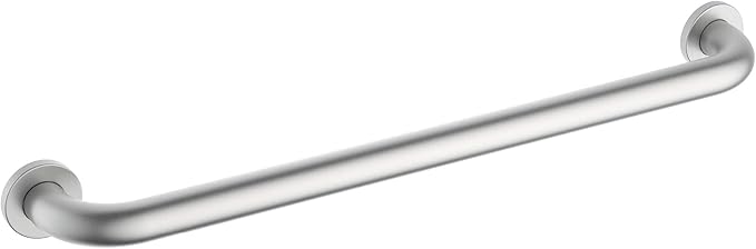 KIBI 24 Inch Curved Grab Bar for Bathroom Safety – Heavy-Duty Stainless Steel Anti-Slip Handrail for Seniors, Shower & Bathtub Assist, Wall Mounted Durable Rust-Resistant Brushed Nickel Finish
