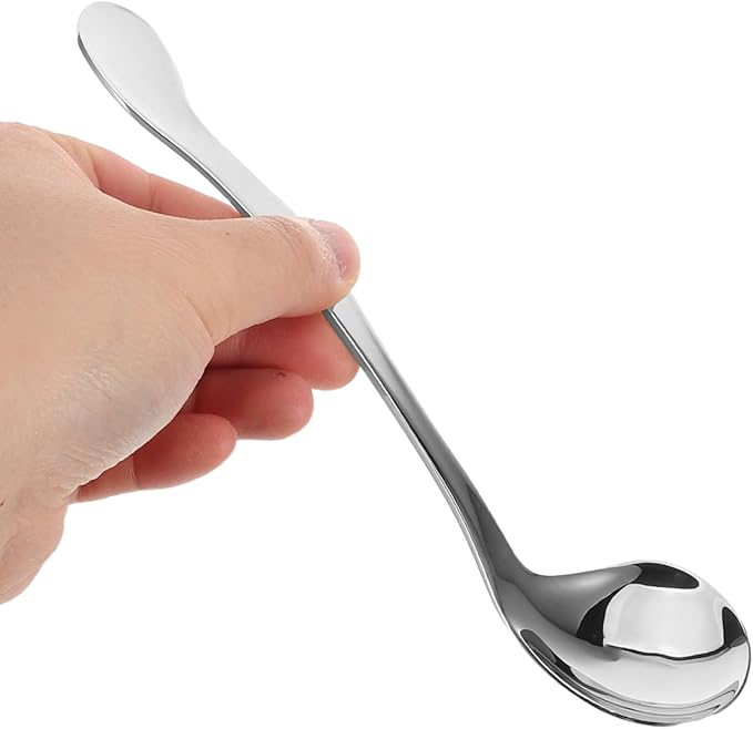 Zerodeko Adaptive Utensil for Elderly Ergonomic Right Handed Spoon for Mobility Deep Head Design for Handling for Disabled Patients and Seniors Promotes Independence