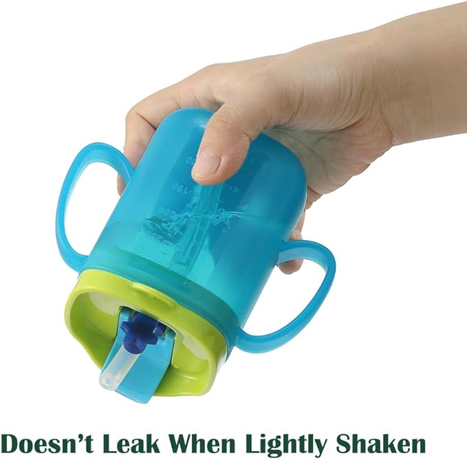 Adult Sippy Cup for Elderly – 10 oz Portable Spill-Resistant Cup with Straw and Easy-Grip Handles – Ideal for Disabled, Dysphagia & Hospital Patients (Blue)