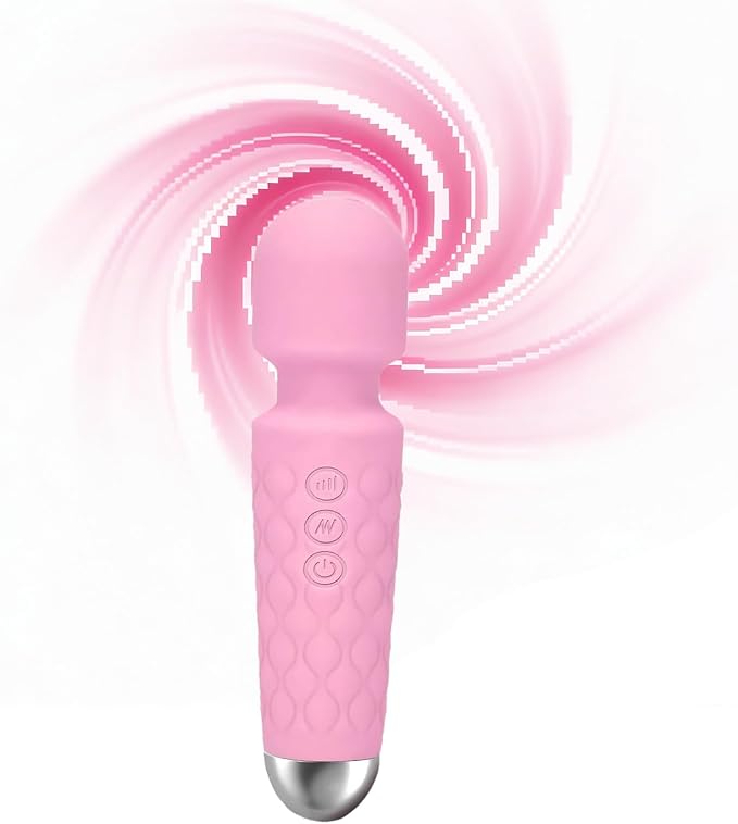 Handheld Small Mini Back Relaxation Massager,Waterproof Rechargeable 8 Speeds - 20 Modesr, Deep Tissue Relief in Back, Neck, Legs Muscles Home Travel (Pink)