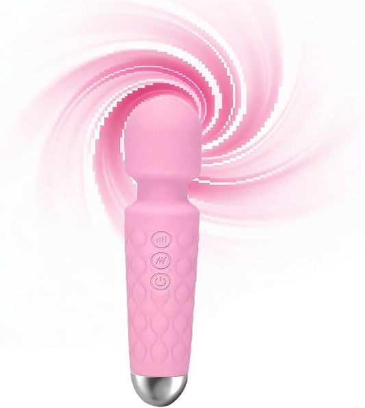 Handheld Small Mini Back Relaxation Massager,Waterproof Rechargeable 8 Speeds - 20 Modesr, Deep Tissue Relief in Back, Neck, Legs Muscles Home Travel (Pink)