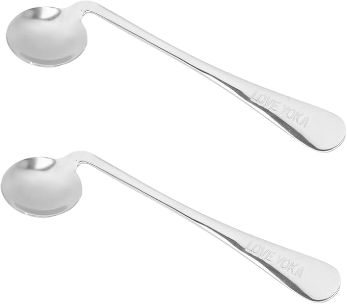 FOMIYES 2pcs Weighted Swivel Spoon for Elderly Senior Adaptive Utensils Angled Spoon for Tremor Easy-Grip Stainless Steel Fork Cutter