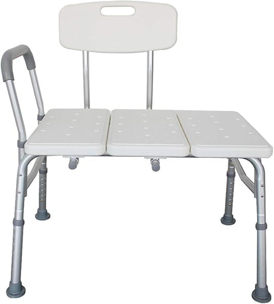 Winado Tub Transfer Bench for Bathtub with Backrest & Padded Armrest, Supports up to 330 lbs Aluminium Alloy Bath Chair Seat, White