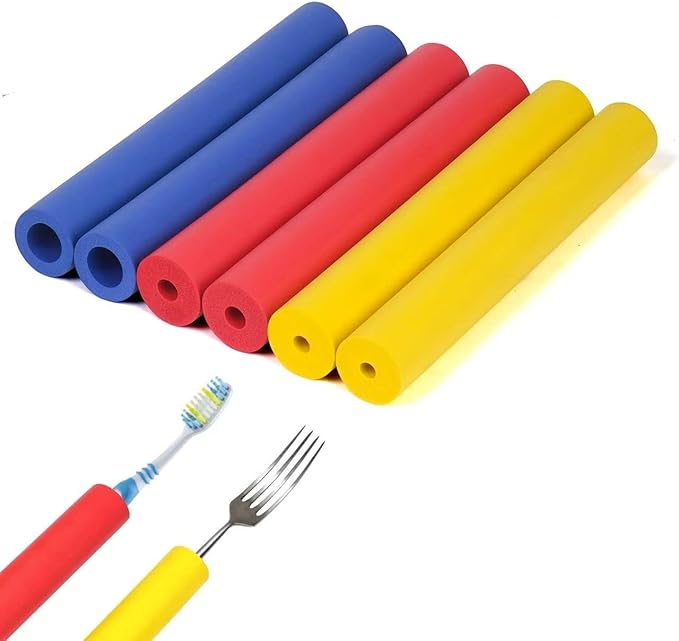 6PCS Foam Grip Tubing 6pcs Adaptive Utensils Grip Tubing, Extended Thickened Built Up Grip Aid for Utensils, Tools and Pens for Elderly, Disabled, Arthritic, Handicapped