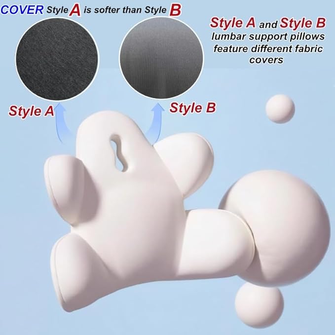 Lumbar Support Pillow for Office Chair, Back Pillow Lumbar Support for Car, Chair, Sofa - Improve Lower Back Pain Relief & Sitting Posture, Memory Foam Back Cushion for Long Sitting (B-Pink)