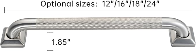 joyrain 500lb Capacity Stainless Steel Grab Bar - Heavy Duty Bathroom Safety Rail for Elderly, Anti-Slip Shower Handle, ADA Compliant (Knurling, 12 inch)