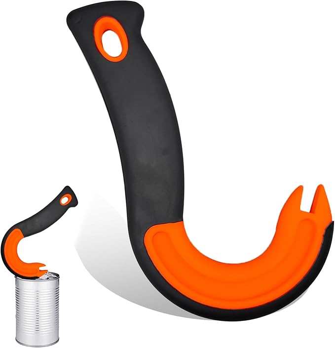 NIIIYTYB Pop Can Opener Tool for Ring Pull Tab Easy J Hook Opener for Soda Top Food Can Opener Tool for Seniors Kids Nail Protection Manual Pulling Aid Non Slip Grip Dishwasher Safe(Orange)