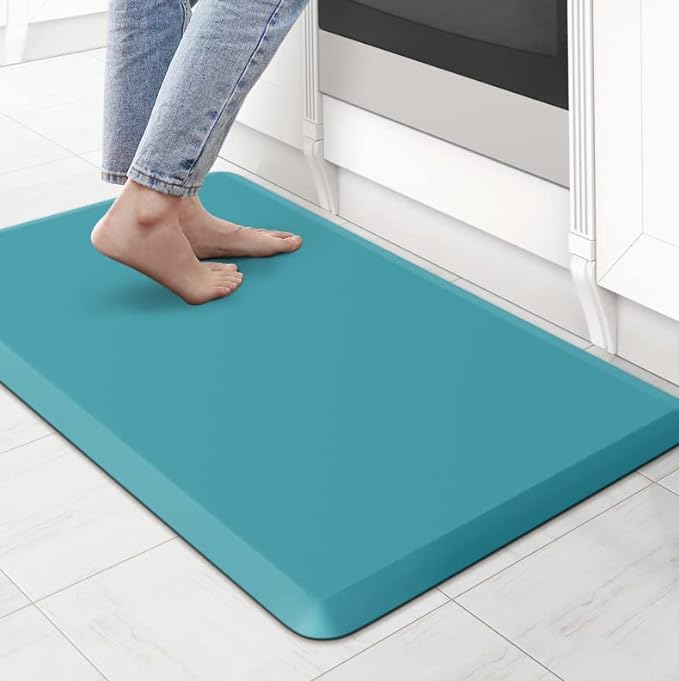 KitchenClouds Cushioned Anti Fatigue Rug 17.3"x28" Water Resistant Non Slip Standing Desk Mats Comfort Floor Mats for Kitchen, House Sink Office (Green)