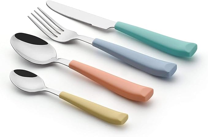 ANNOVA Silverware Set Stainless Steel Colorful Handle Tableware Kitchen Flatware Set Utensils, Includes Dinner Knives, Forks, Spoons, Salad Forks & Dessert Spoons (Mix, 24 Pieces)