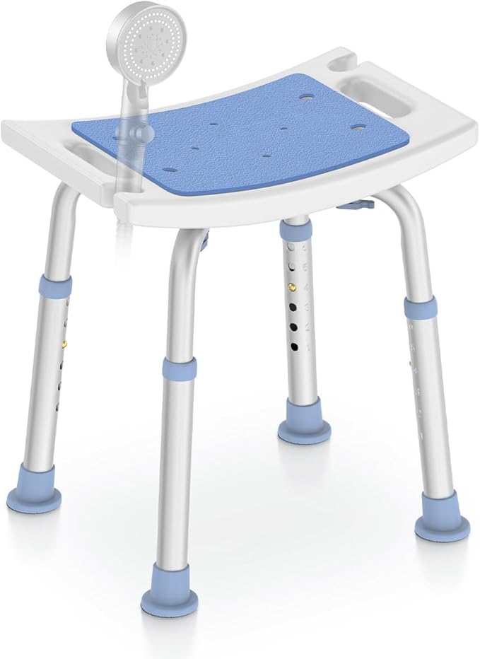 Delog Shower Chair for Inside Shower, Tool-Free Assembly Height Adjustable Shower Bench for Seniors, Elderly, Disabled, Handicap and Injured, Shower Stool 300lbs, FSA/HSA Eligible