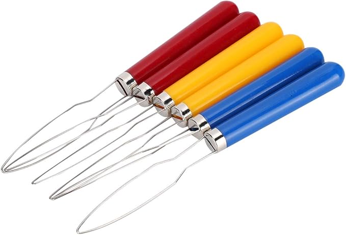 Zipper Pull Tool, 6PCs One-Hand Button Tool Zipper Button Puller for Sewing Embroidery Crafters with Wire Hook Easy Grip Handle