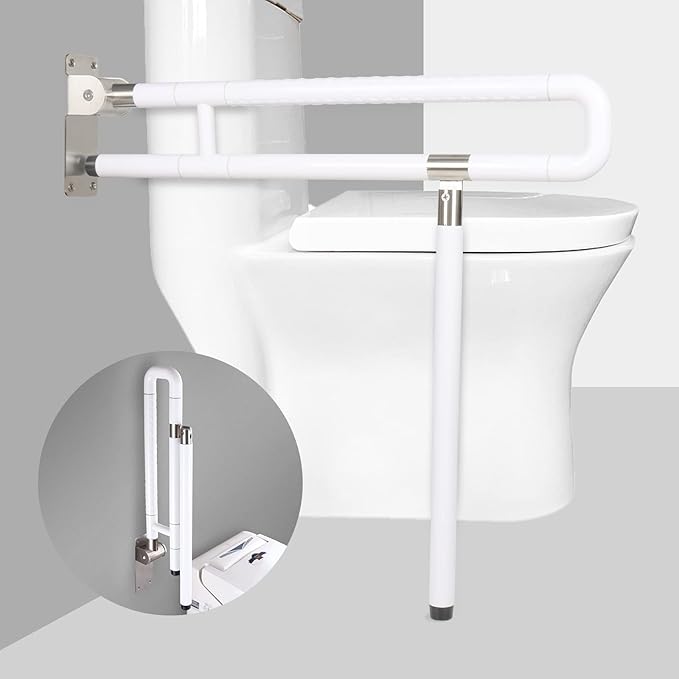 Handicap Grab Bars Rails, 29.5 Inch Foldable Toilet Grab Bar Flip Up Arm Rails with Anti-Slip Grip Shower Assist Aid Safety Rails for Elderly Pregnant Women Disabled Handicap Bar