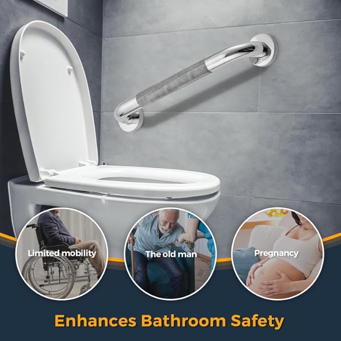 Grab Bars for Shower, 1 Pack 12-Inch Anti Slip Shower Handles for Elderly, Safety Shower Grab Bar, Stainless Steel Handicap Grab Bars for Bathroom (Polished Nickel 1" Diameter)